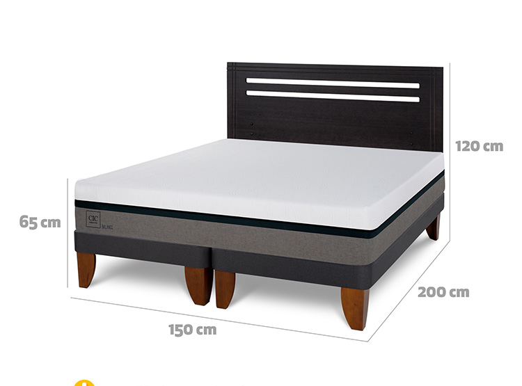 JUEGO DE DORMITORIO CIC CAMA EUROPEA BALANCE BD 2 PLAZAS + REPALDO MUNICH NEGRO - 3
