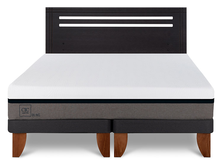 JUEGO DE DORMITORIO CIC CAMA EUROPEA BALANCE BD 2 PLAZAS + REPALDO MUNICH NEGRO - 1