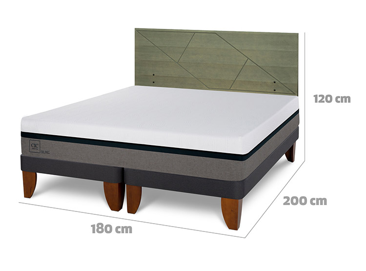 JUEGO DE DORMITORIO CIC CAMA EUROPEA BALANCE KING + RESPALDO VILLARRICA OLIVO - 3