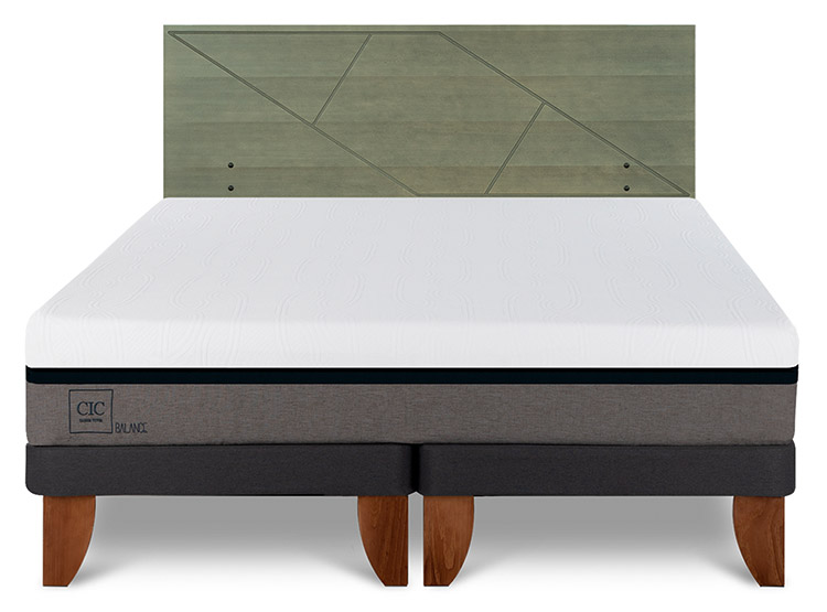 JUEGO DE DORMITORIO CIC CAMA EUROPEA BALANCE KING + RESPALDO VILLARRICA OLIVO - 1