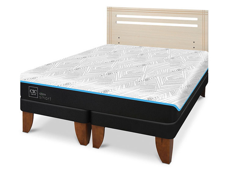 JUEGO DE DORMITORIO CIC CAMA EUROPEA GREEN SMART BD 2 PLAZAS + RESPALDO MUNICH ALPINO - 2