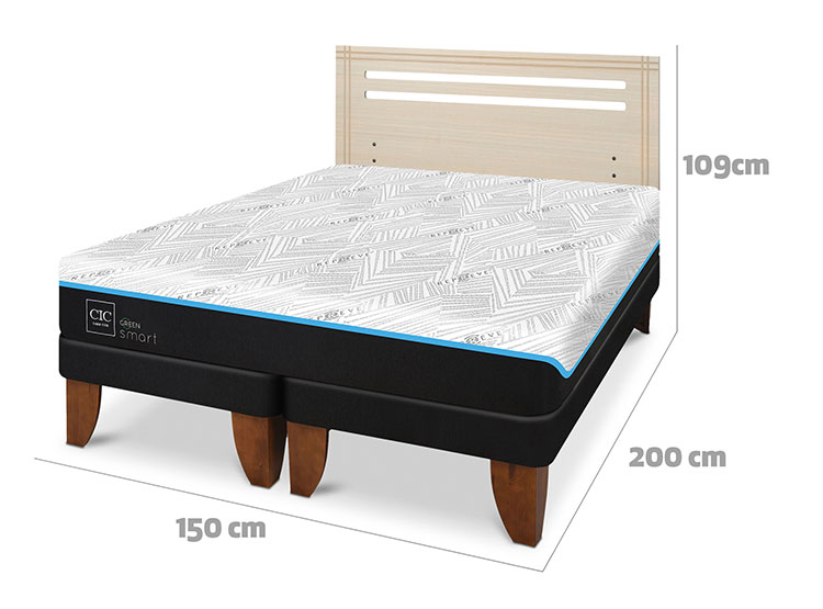 JUEGO DE DORMITORIO CIC CAMA EUROPEA GREEN SMART BD 2 PLAZAS + RESPALDO MUNICH ALPINO - 3