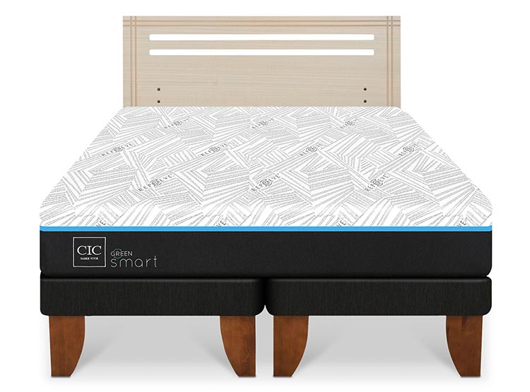 JUEGO DE DORMITORIO CIC CAMA EUROPEA GREEN SMART BD 2 PLAZAS + RESPALDO MUNICH ALPINO - 1