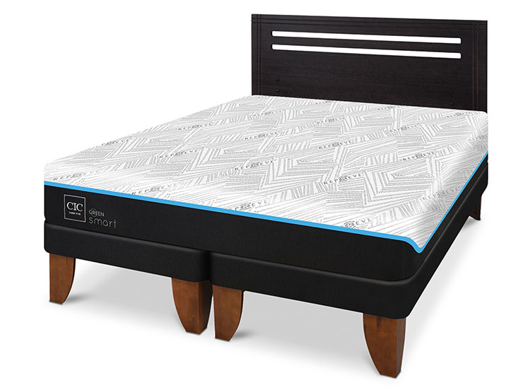 JUEGO DE DORMITORIO CIC CAMA EUROPEA GREEN SMART BD 2 PLAZAS + RESPALDO MUNICH NEGRO - 2