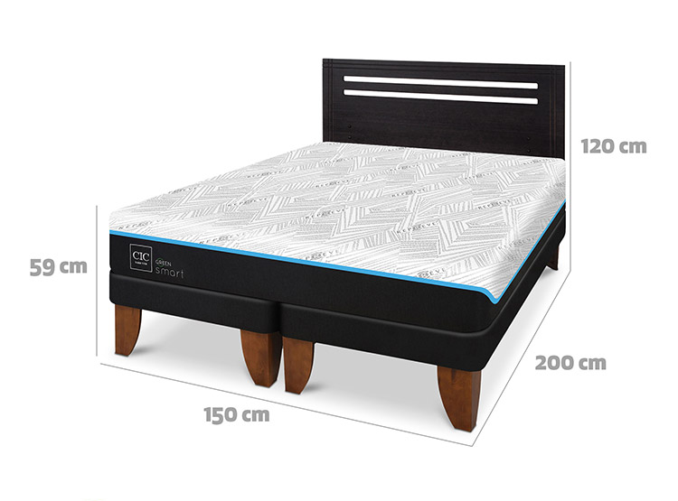 JUEGO DE DORMITORIO CIC CAMA EUROPEA GREEN SMART BD 2 PLAZAS + RESPALDO MUNICH NEGRO - 3