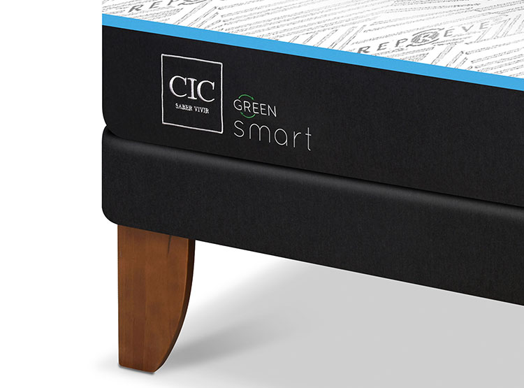 JUEGO DE DORMITORIO CIC CAMA EUROPEA GREEN SMART BD 2 PLAZAS + RESPALDO MUNICH NEGRO - 7