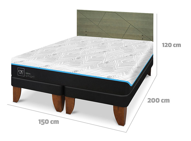 JUEGO DE DORMITORIO CIC CAMA EUROPEA GREEN SMART BD 2 PLAZAS + RESPALDO VILLARRICA OLIVO - 3