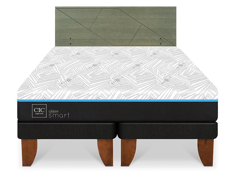 JUEGO DE DORMITORIO CIC CAMA EUROPEA GREEN SMART BD 2 PLAZAS + RESPALDO VILLARRICA OLIVO - 1