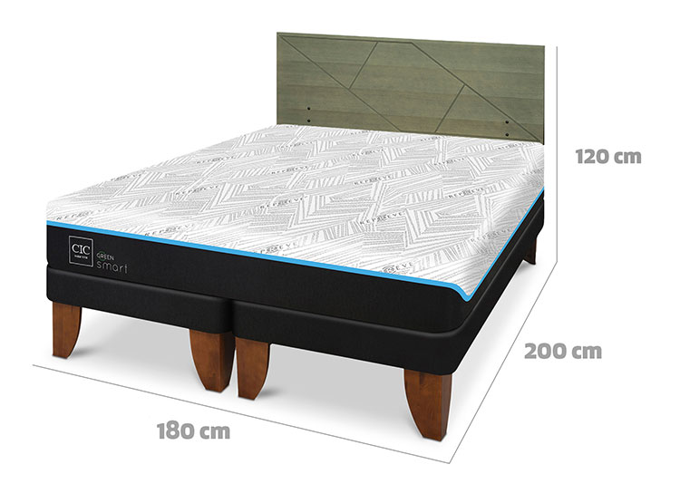 JUEGO DE DORMITORIO CIC CAMA EUROPEA GREEN SMART KING + RESPALDO VILLARRICA OLIVO - 3