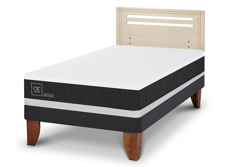 JUEGO DE DORMITORIO CIC CAMA EUROPEA ORTOPEDIC 1.5 PLAZAS + RESPALDO MUNICH ALPINO - 2