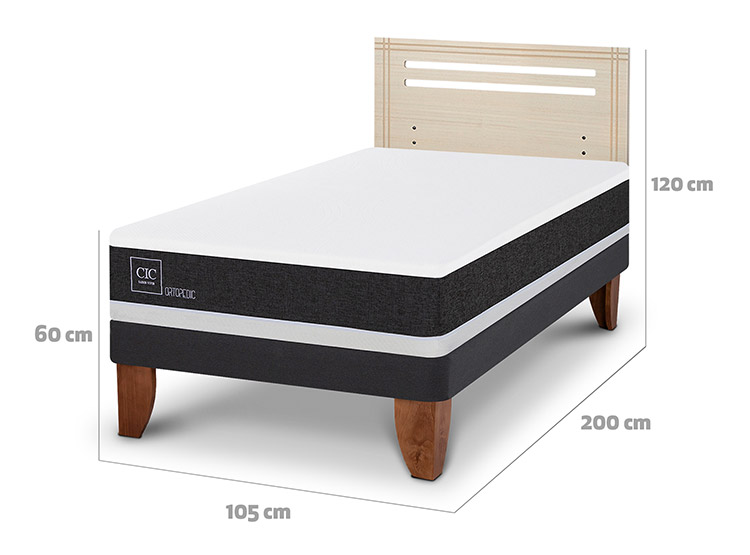 JUEGO DE DORMITORIO CIC CAMA EUROPEA ORTOPEDIC 1.5 PLAZAS + RESPALDO MUNICH ALPINO - 3