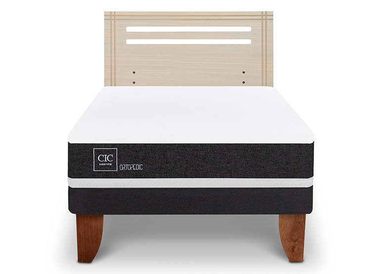 JUEGO DE DORMITORIO CIC CAMA EUROPEA ORTOPEDIC 1.5 PLAZAS + RESPALDO MUNICH ALPINO - 1