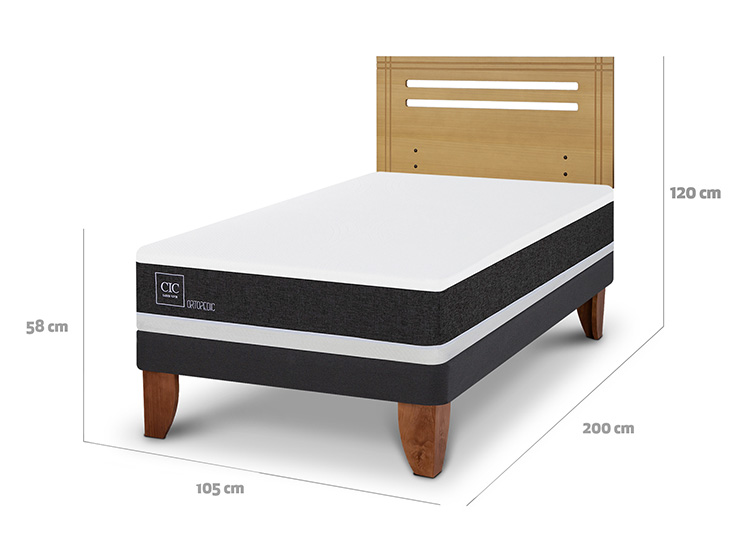JUEGO DE DORMITORIO CIC CAMA EUROPEA ORTOPEDIC 1.5 PLAZAS + RESPALDO MUNICH MOSTAZA - 3