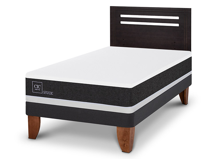 JUEGO DE DORMITORIO CIC CAMA EUROPEA ORTOPEDIC 1.5 PLAZAS + RESPALDO MUNICH NEGRO - 2