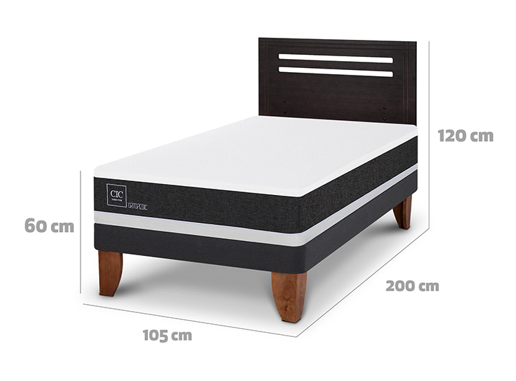 JUEGO DE DORMITORIO CIC CAMA EUROPEA ORTOPEDIC 1.5 PLAZAS + RESPALDO MUNICH NEGRO - 3