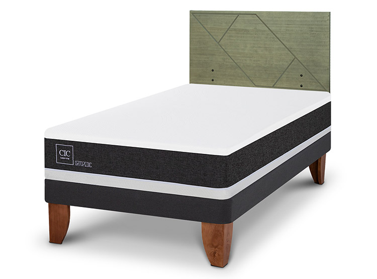 JUEGO DE DORMITORIO CIC CAMA EUROPEA ORTOPEDIC 1.5 PLAZAS + RESPALDO VILLARRICA OLIVO - 2