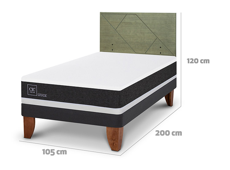 JUEGO DE DORMITORIO CIC CAMA EUROPEA ORTOPEDIC 1.5 PLAZAS + RESPALDO VILLARRICA OLIVO - 3