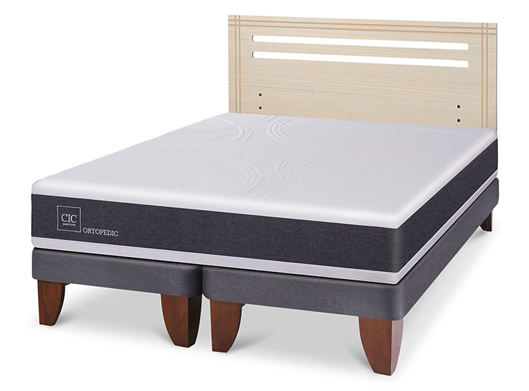 JUEGO DE DORMITORIO CIC CAMA EUROPEA ORTOPEDIC BD 2 PLAZAS + RESPALDO MUNICH ALPINO - 2