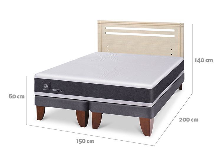 JUEGO DE DORMITORIO CIC CAMA EUROPEA ORTOPEDIC BD 2 PLAZAS + RESPALDO MUNICH ALPINO - 3