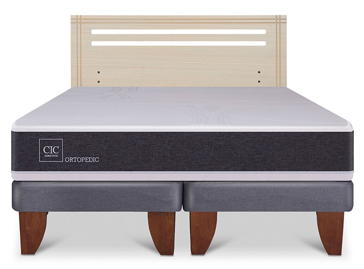 JUEGO DE DORMITORIO CIC CAMA EUROPEA ORTOPEDIC BD 2 PLAZAS + RESPALDO MUNICH ALPINO - 1