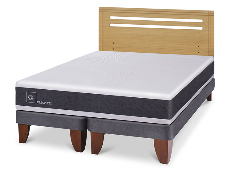 JUEGO DE DORMITORIO CIC CAMA EUROPEA ORTOPEDIC BD 2 PLAZAS + RESPALDO MUNICH MOSTAZA - 2