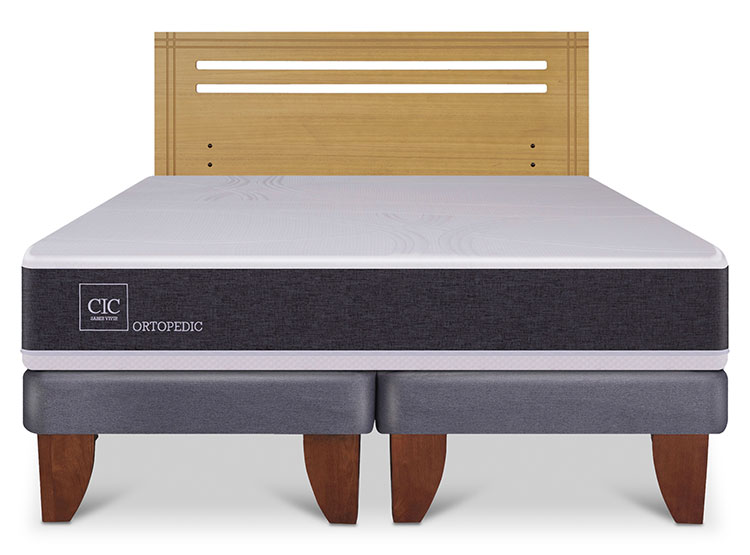 JUEGO DE DORMITORIO CIC CAMA EUROPEA ORTOPEDIC BD 2 PLAZAS + RESPALDO MUNICH MOSTAZA - 1
