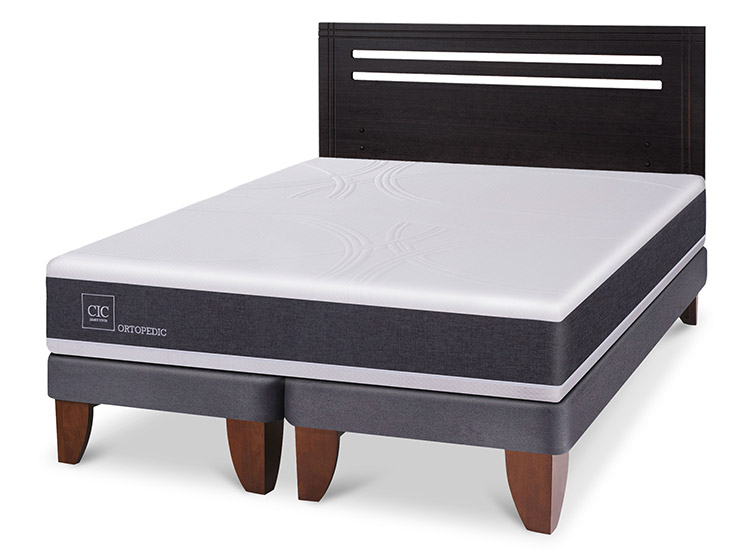 JUEGO DE DORMITORIO CIC CAMA EUROPEA ORTOPEDIC BD 2 PLAZAS + RESPALDO MUNICH NEGRO - 2