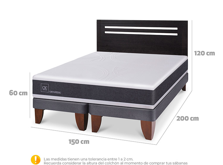 JUEGO DE DORMITORIO CIC CAMA EUROPEA ORTOPEDIC BD 2 PLAZAS + RESPALDO MUNICH NEGRO - 3