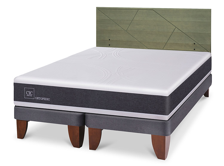 JUEGO DE DORMITORIO CIC CAMA EUROPEA ORTOPEDIC BD 2 PLAZAS + RESPALDO VILLARRICA OLIVO - 2