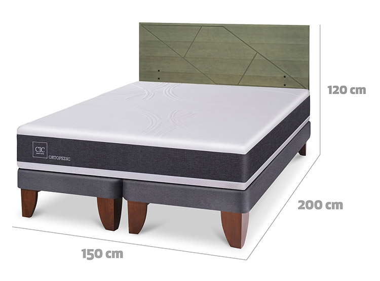 JUEGO DE DORMITORIO CIC CAMA EUROPEA ORTOPEDIC BD 2 PLAZAS + RESPALDO VILLARRICA OLIVO - 3