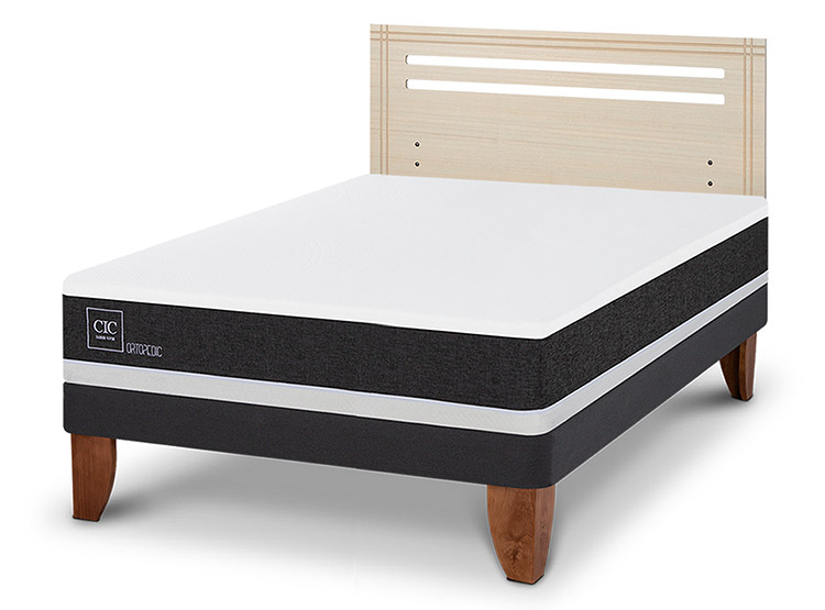 JUEGO DE DORMITORIO CIC CAMA EUROPEA ORTOPEDIC BN 2 PLAZAS + RESPALDO MUNICH ALPINO - 2