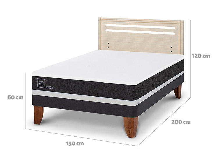 JUEGO DE DORMITORIO CIC CAMA EUROPEA ORTOPEDIC BN 2 PLAZAS + RESPALDO MUNICH ALPINO - 3