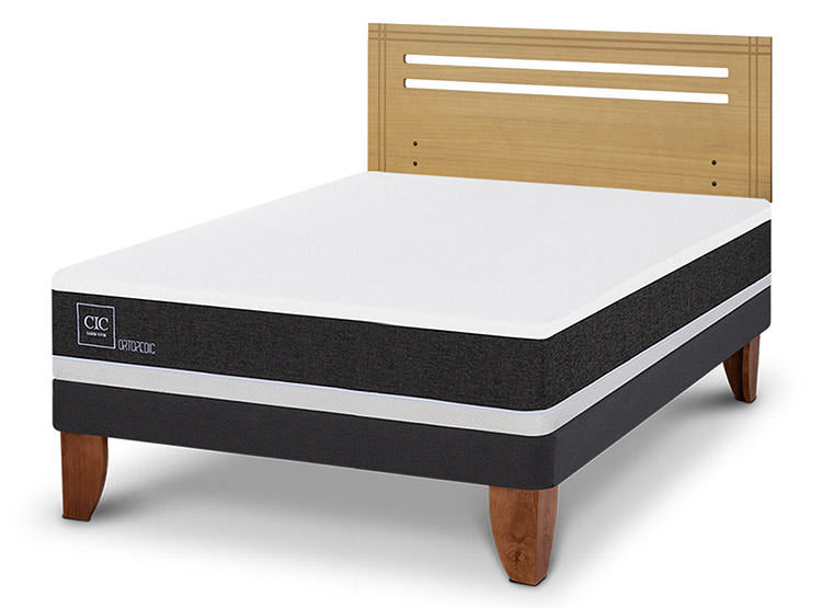 JUEGO DE DORMITORIO CIC CAMA EUROPEA ORTOPEDIC BN 2 PLAZAS + RESPALDO MUNICH MOSTAZA - 2