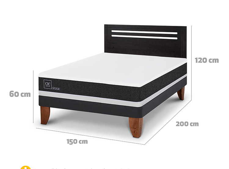 JUEGO DE DORMITORIO CIC CAMA EUROPEA ORTOPEDIC BN 2 PLAZAS + RESPALDO MUNICH NEGRO - 3