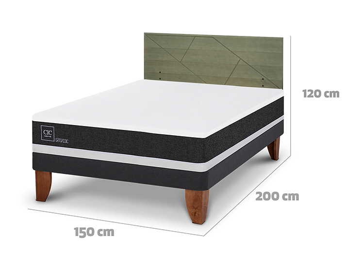 JUEGO DE DORMITORIO CIC CAMA EUROPEA ORTOPEDIC BN 2 PLAZAS + RESPALDO VILLARRICA OLIVO - 3
