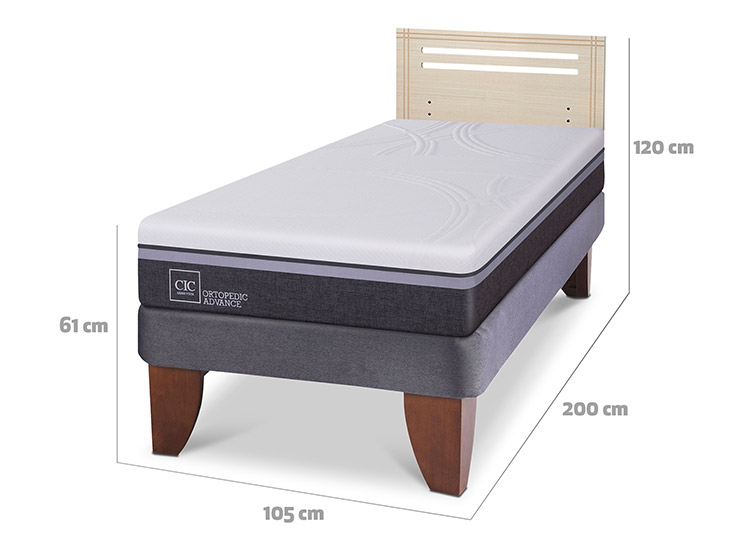 JUEGO DE DORMITORIO CIC CAMA EUROPEA ORTOPEDIC ADVANCE 1.5 PLAZAS + RESPALDO MUNICH ALPINO - 3