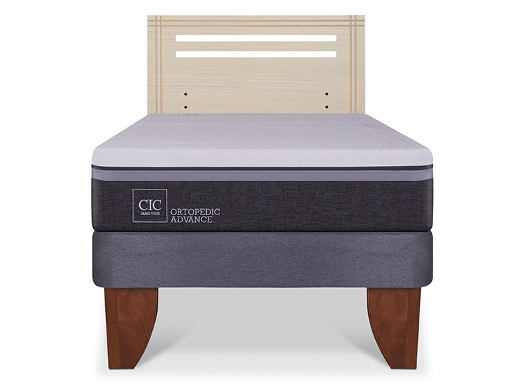 JUEGO DE DORMITORIO CIC CAMA EUROPEA ORTOPEDIC ADVANCE 1.5 PLAZAS + RESPALDO MUNICH ALPINO - 1