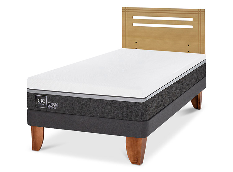 JUEGO DE DORMITORIO CIC CAMA EUROPEA ORTOPEDIC ADVANCE 1.5 PLAZAS + RESPALDO MUNICH MOSTAZA - 2