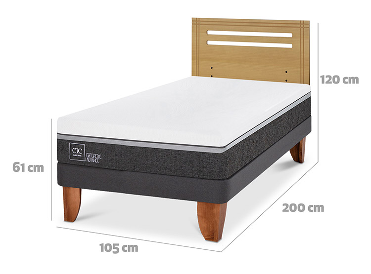 JUEGO DE DORMITORIO CIC CAMA EUROPEA ORTOPEDIC ADVANCE 1.5 PLAZAS + RESPALDO MUNICH MOSTAZA - 3