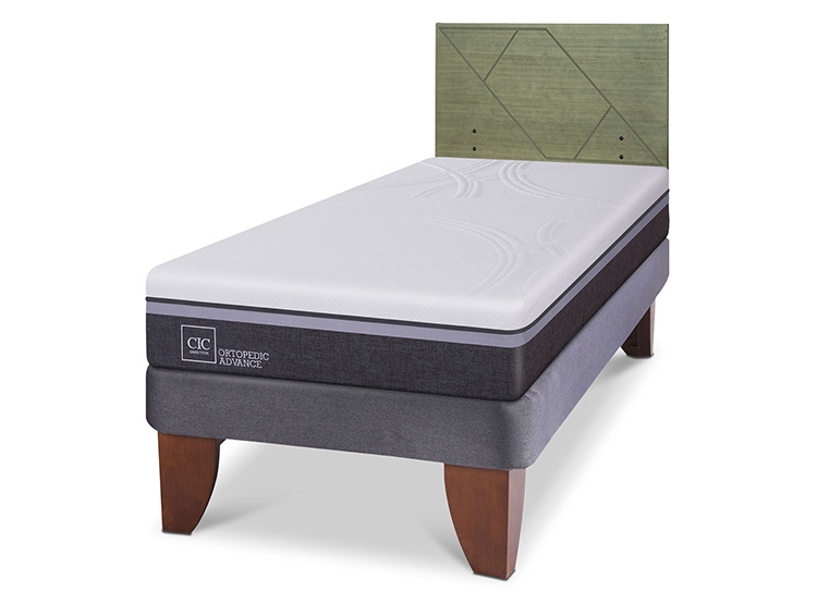 JUEGO DE DORMITORIO CIC CAMA EUROPEA ORTOPEDIC ADVANCE 1.5 PLAZAS + RESPALDO VILLARRICA OLIVO - 2