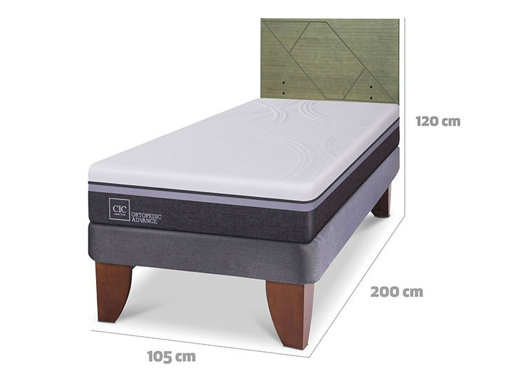 JUEGO DE DORMITORIO CIC CAMA EUROPEA ORTOPEDIC ADVANCE 1.5 PLAZAS + RESPALDO VILLARRICA OLIVO - 3