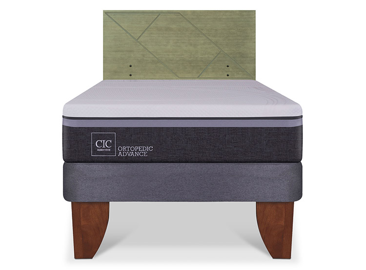 JUEGO DE DORMITORIO CIC CAMA EUROPEA ORTOPEDIC ADVANCE 1.5 PLAZAS + RESPALDO VILLARRICA OLIVO - 1