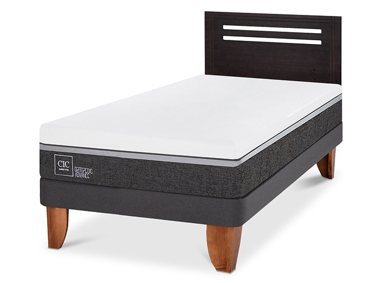 JUEGO DE DORMITORIO CIC CAMA EUROPEA ORTOPEDIC ADVANCE 1.5 PLAZAS + RESPALDO MUNICH NEGRO - 2