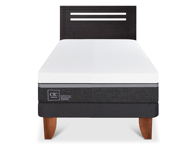 JUEGO DE DORMITORIO CIC CAMA EUROPEA ORTOPEDIC ADVANCE 1.5 PLAZAS + RESPALDO MUNICH NEGRO - 1