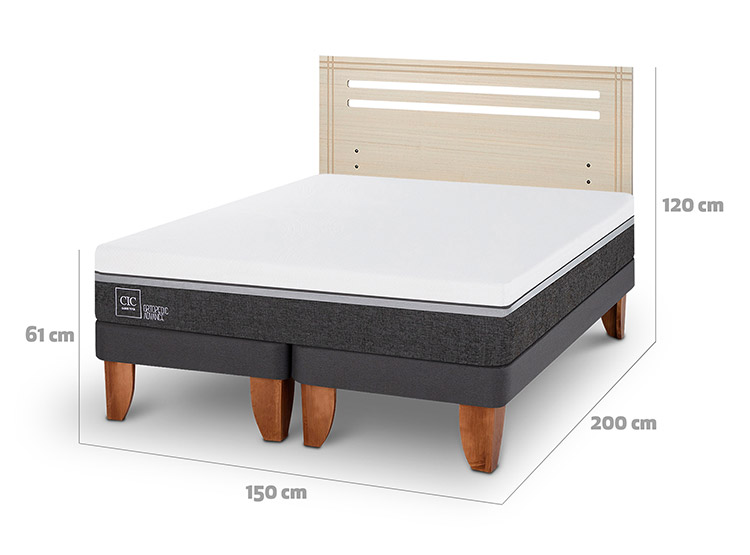 JUEGO DE DORMITORIO CIC CAMA EUROPEA ORTOPEDIC ADVANCE BD 2 PLAZAS + RESPALDO MUNICH ALPINO - 3