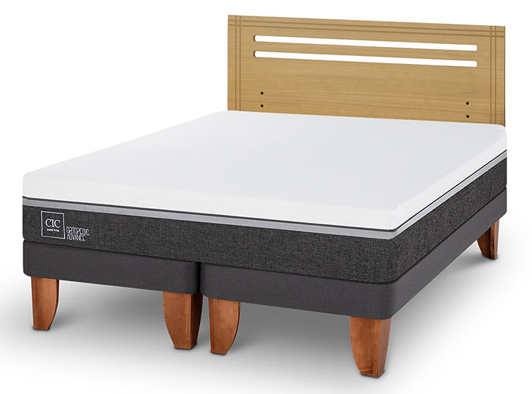 JUEGO DE DORMITORIO CIC CAMA EUROPEA ORTOPEDIC ADVANCE BD 2 PLAZAS + RESPALDO MUNICH MOSTAZA - 2