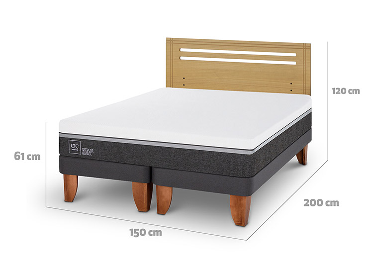 JUEGO DE DORMITORIO CIC CAMA EUROPEA ORTOPEDIC ADVANCE BD 2 PLAZAS + RESPALDO MUNICH MOSTAZA - 3