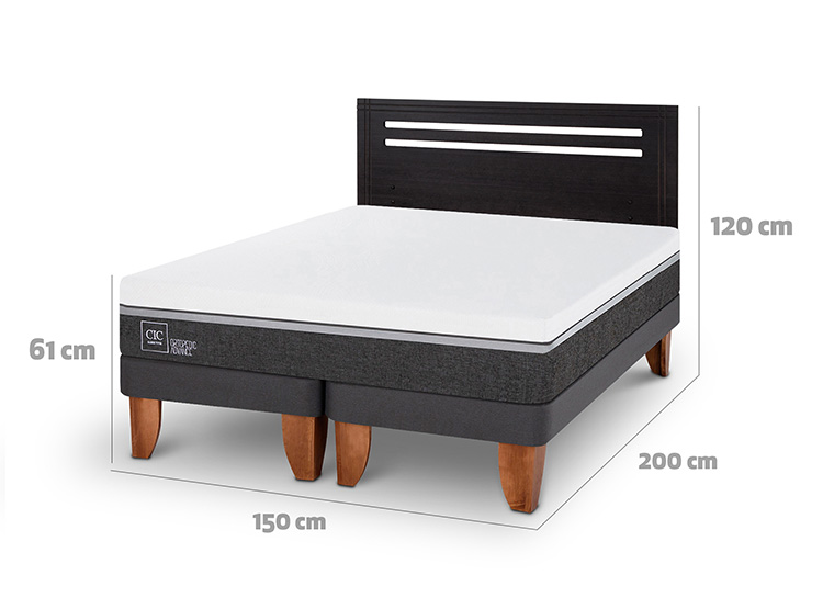 JUEGO DE DORMITORIO CIC CAMA EUROPEA ORTOPEDIC ADVANCE BD 2 PLAZAS + RESPALDO MUNICH NEGRO - 3