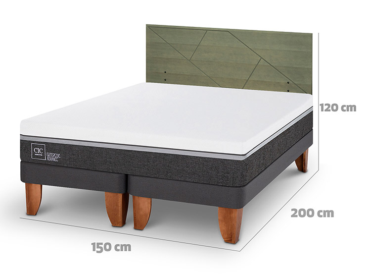 JUEGO DE DORMITORIO CIC CAMA EUROPEA ORTOPEDIC ADVANCE BD 2 PLAZAS + RESPALDO VILLARRICA OLIVO - 3