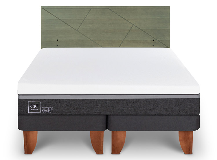 JUEGO DE DORMITORIO CIC CAMA EUROPEA ORTOPEDIC ADVANCE BD 2 PLAZAS + RESPALDO VILLARRICA OLIVO - 1